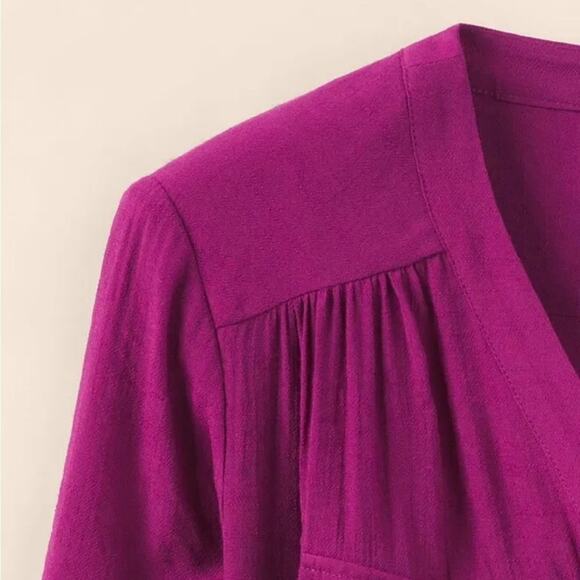 Matilda Jane Womens Tunic Long Sleeve Size Large Plum Purple V-neck Tie Waist - Picture 4 of 14